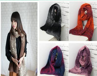 【韓國冬季宋茜同款針織粗毛線漸變色圍巾情侶圍脖 SC164】?jī)r(jià)格_廠家_圖片